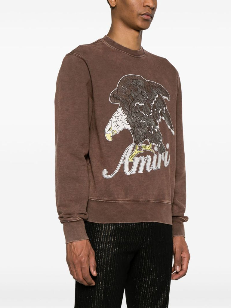Brown Eagle-print Cotton Sweatshirt