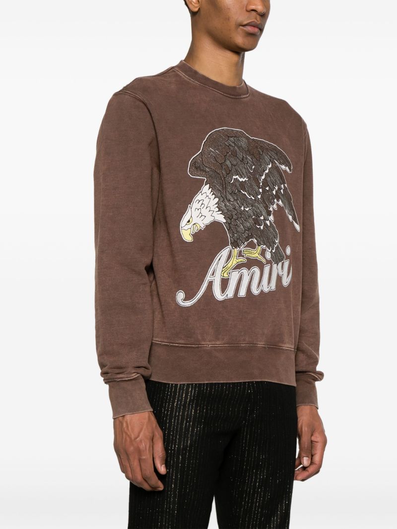 Brown Eagle-print Cotton Sweatshirt