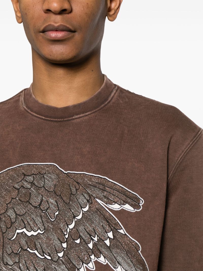Brown Eagle-print Cotton Sweatshirt