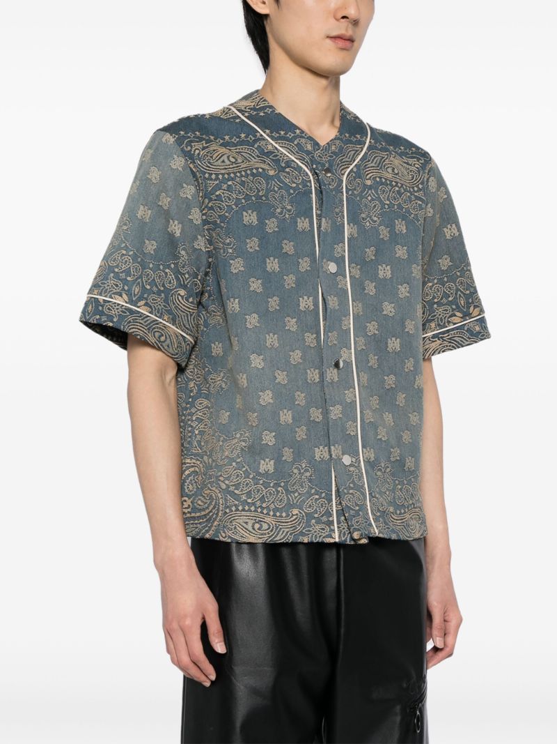 Blue Bandana-print Denim Shirt