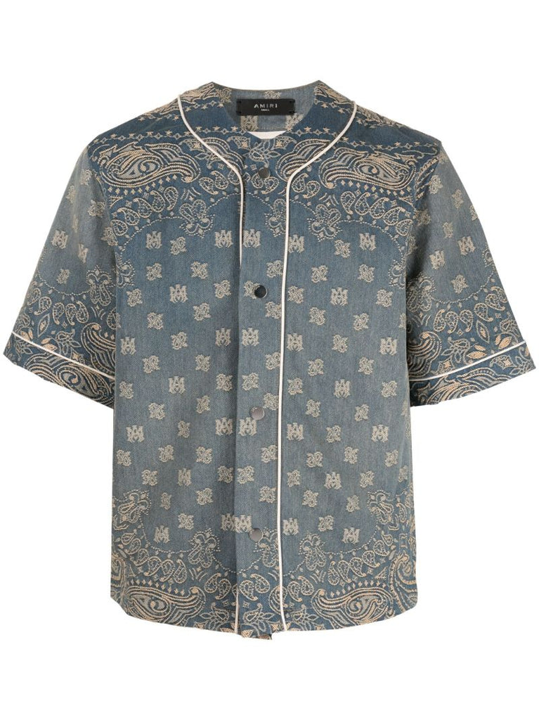 Blue Bandana-print Denim Shirt