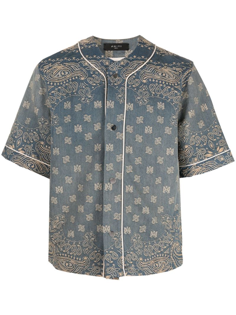 Blue Bandana-print Denim Shirt