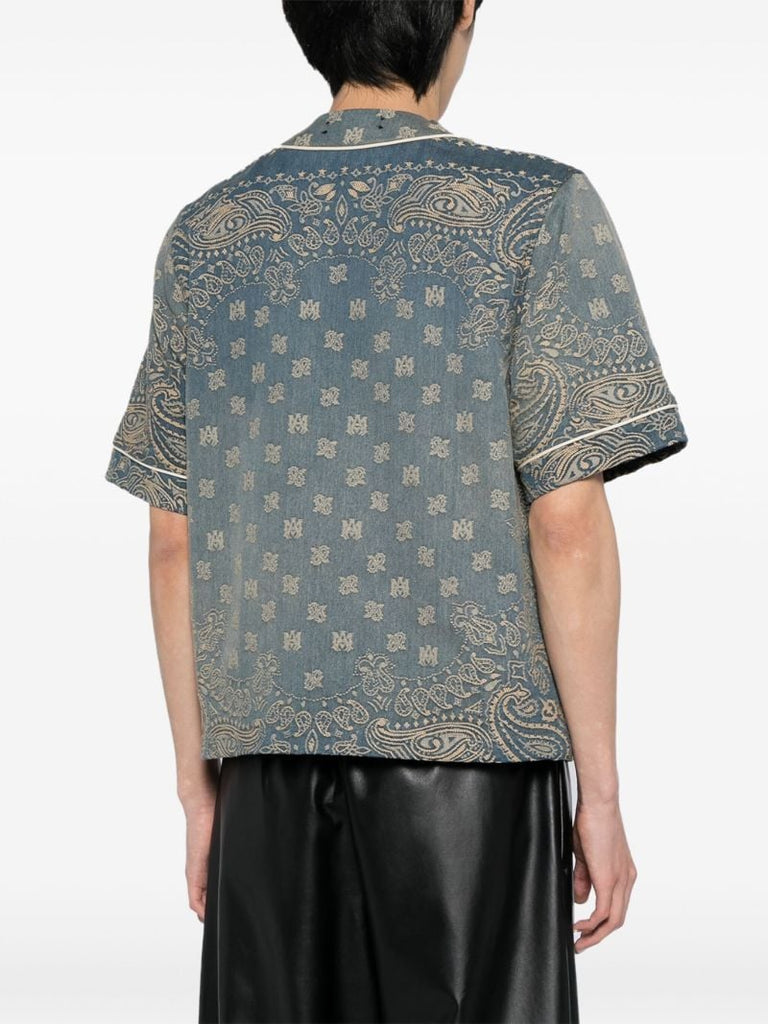 Blue Bandana-print Denim Shirt