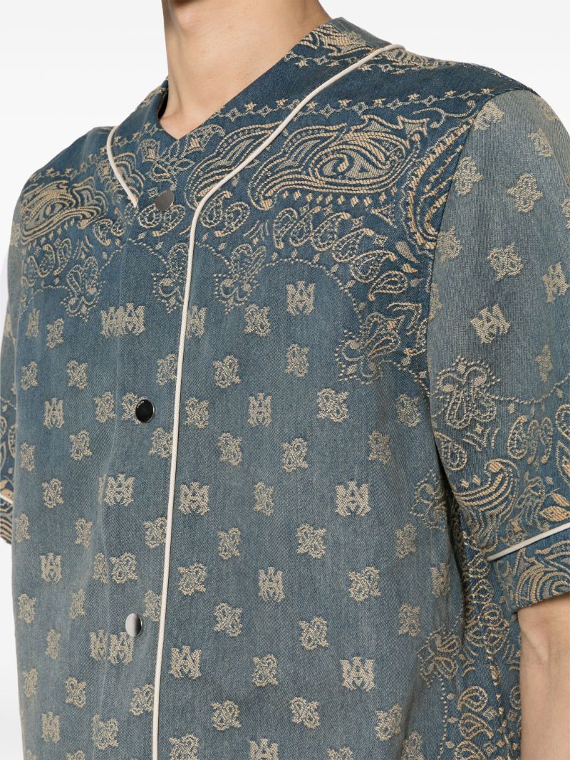 Blue Bandana-print Denim Shirt