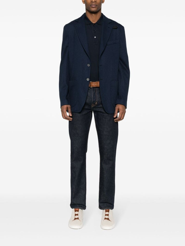 Blue Silk-blend Blazer