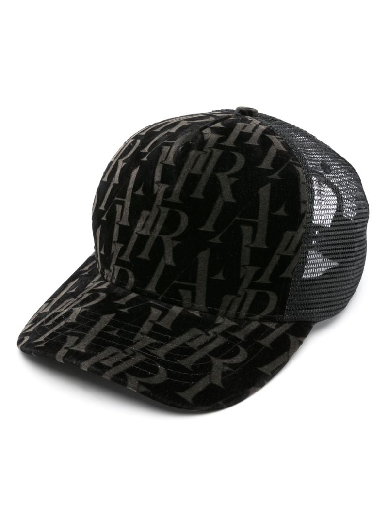 Black Monogram Velvet Baseball Cap
