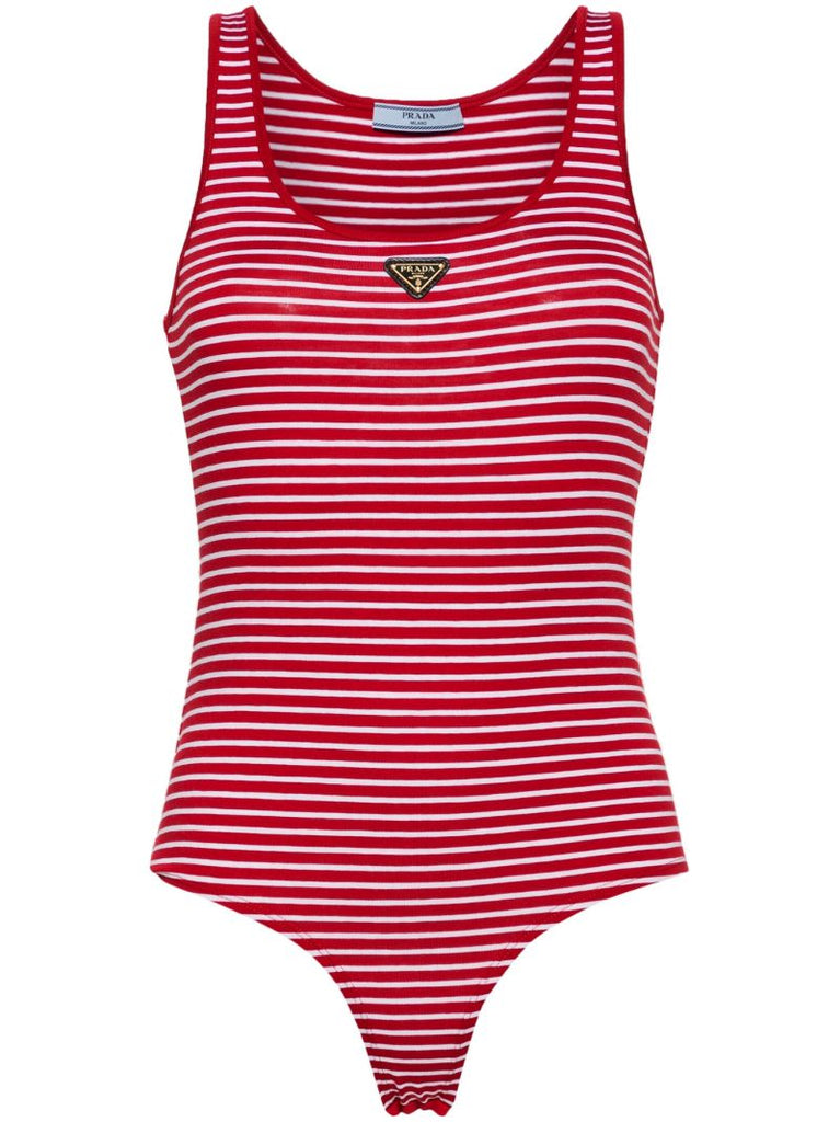 Red Striped Triangle Logo Bodysuit