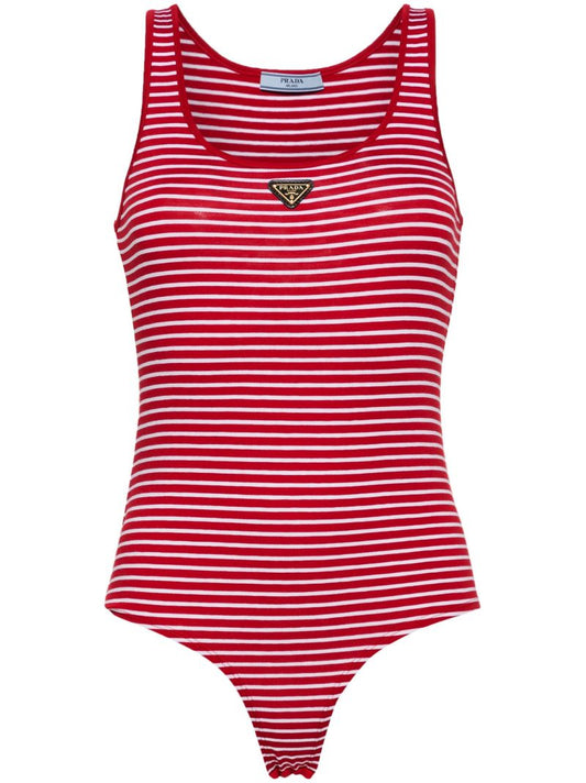 Red Striped Triangle Logo Bodysuit