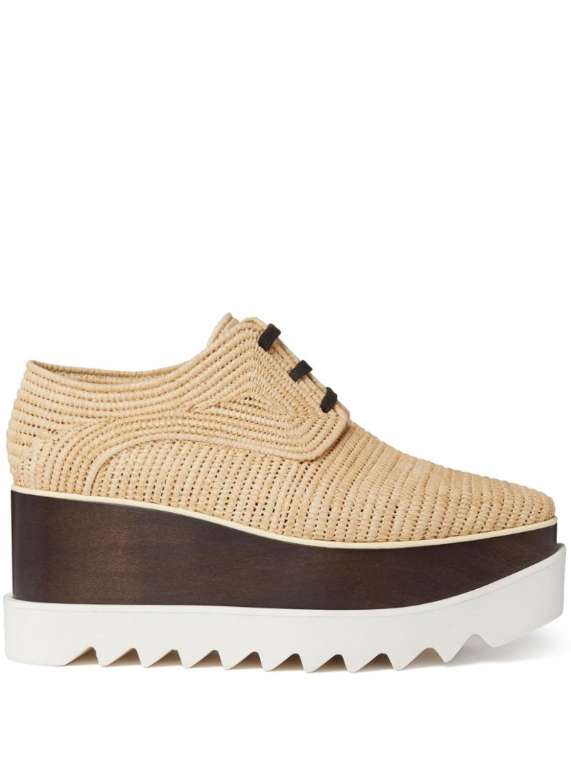 Neutral Elyse Raffia Wedge Shoes