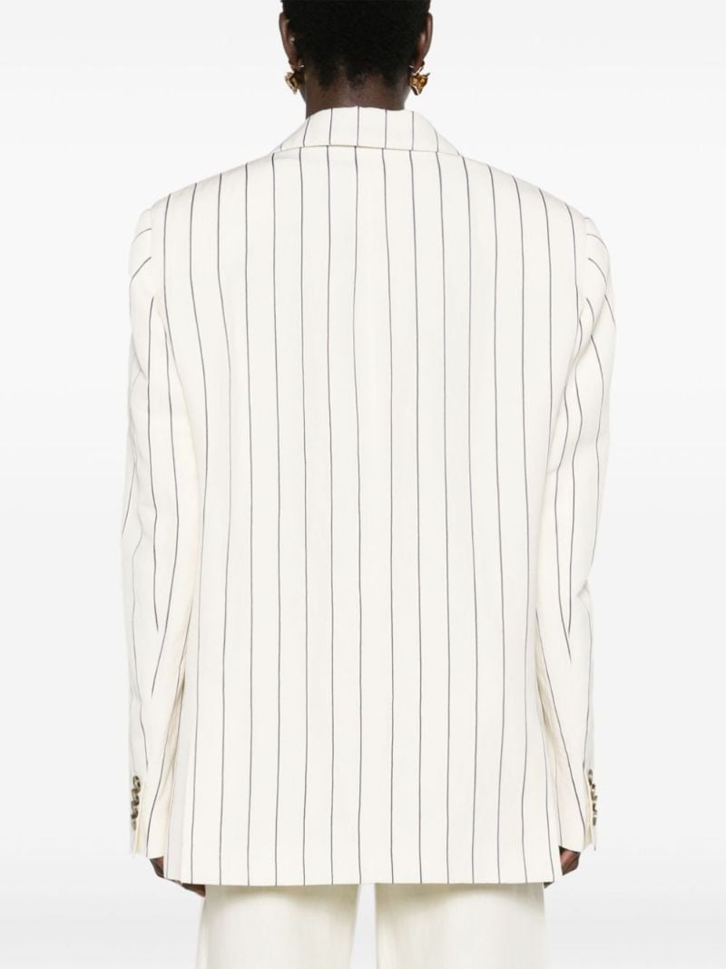 White Striped Single-breasted Blazer
