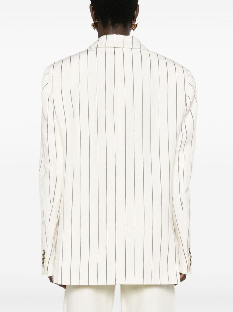 White Striped Single-breasted Blazer