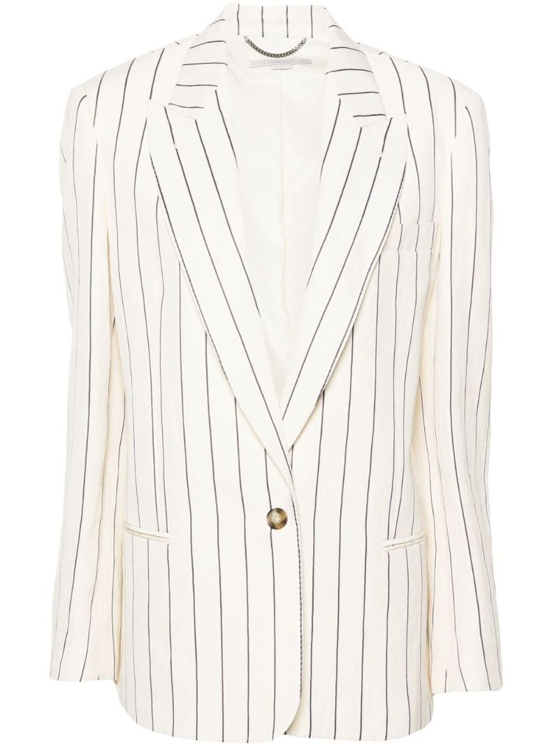 White Striped Single-breasted Blazer