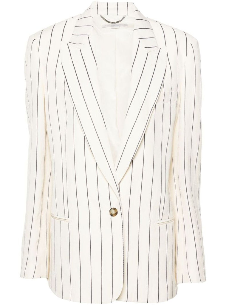 White Striped Single-breasted Blazer