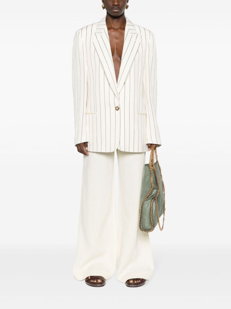 White Striped Single-breasted Blazer