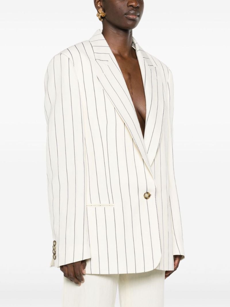 White Striped Single-breasted Blazer