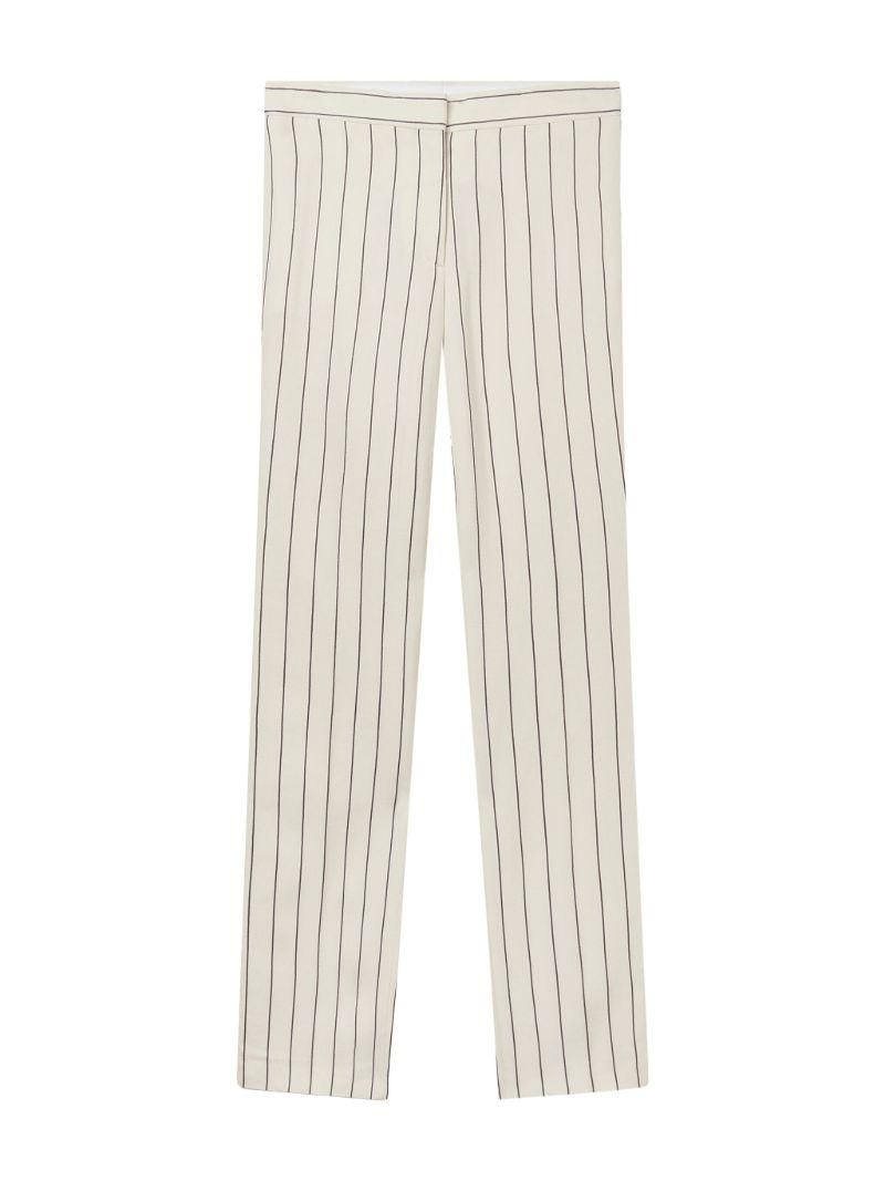 Neutral Pinstriped Straight Leg Trousers