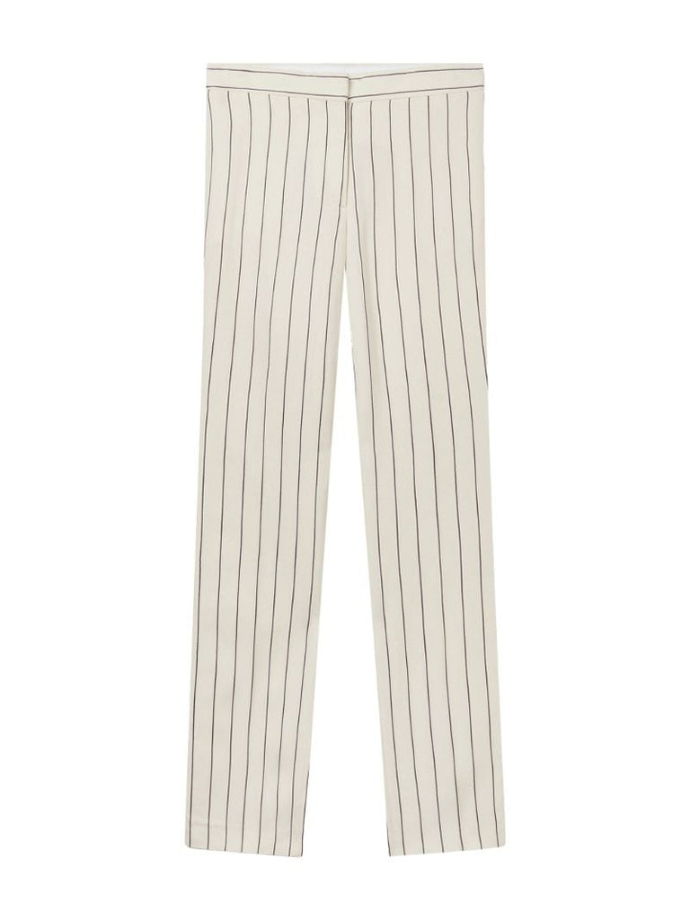 Neutral Pinstriped Straight Leg Trousers