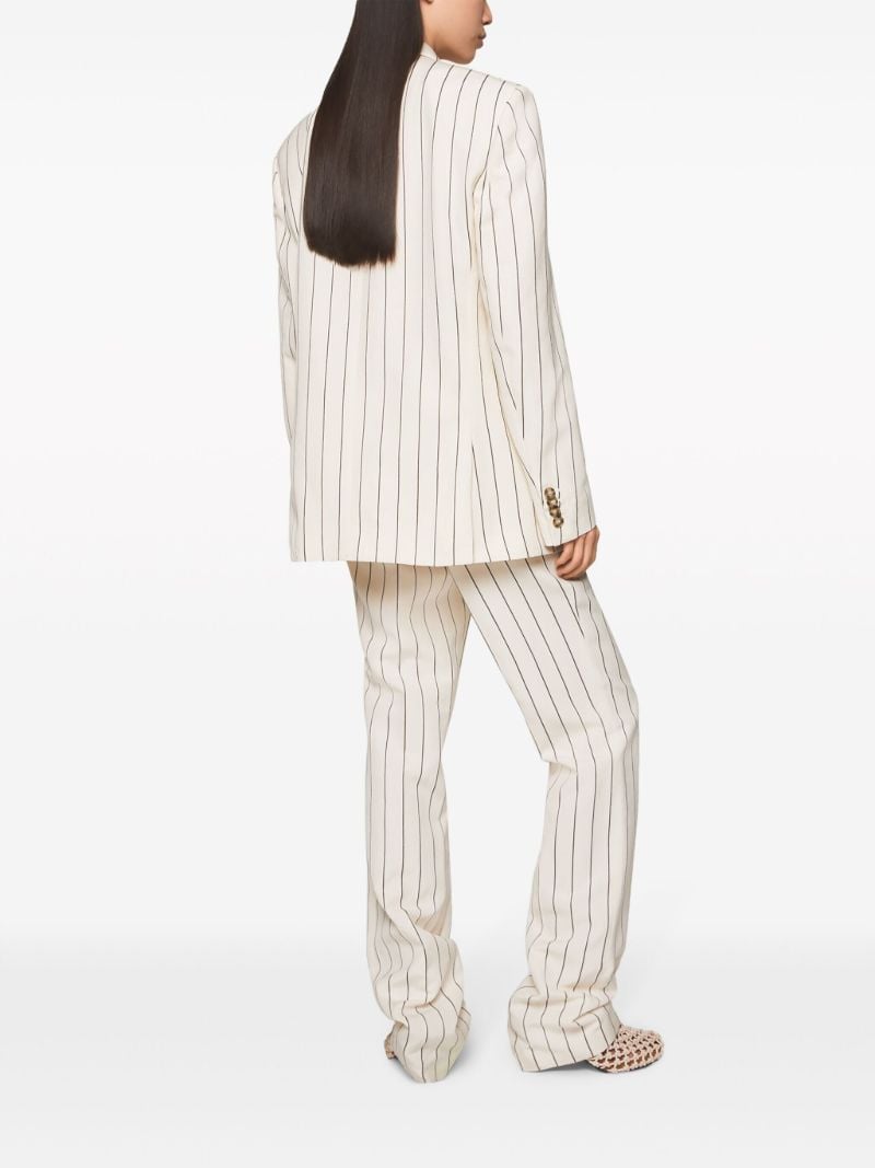 Neutral Pinstriped Straight Leg Trousers