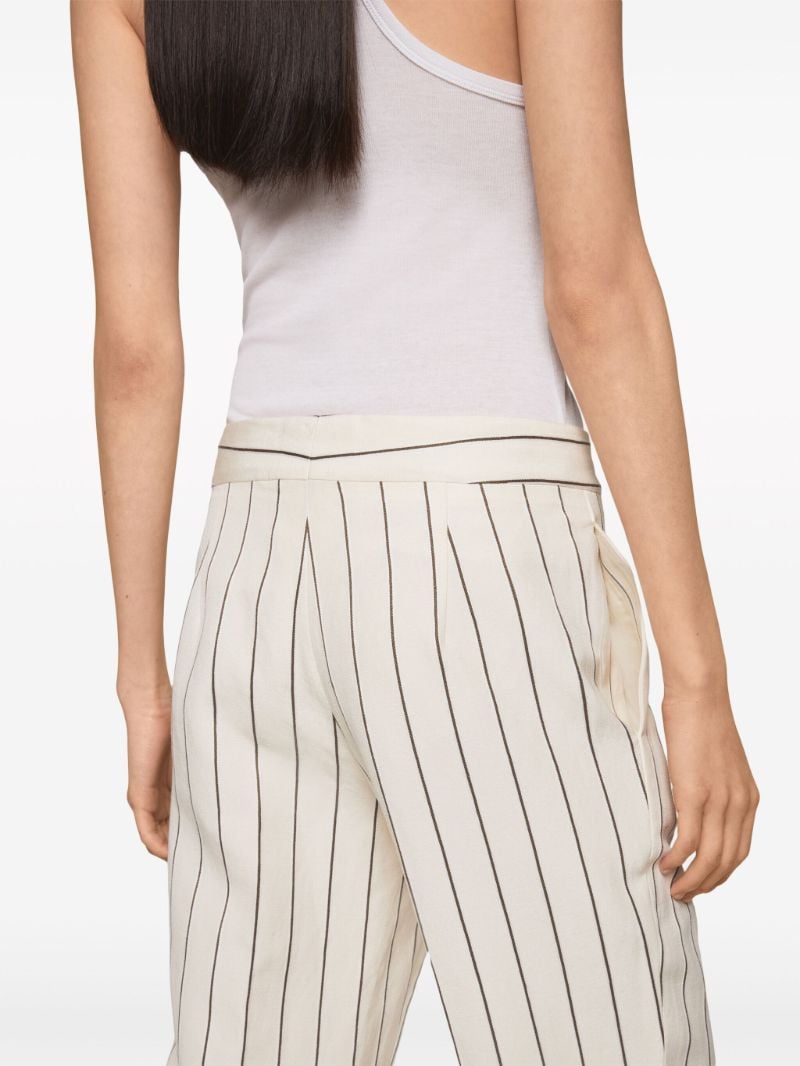 Neutral Pinstriped Straight Leg Trousers