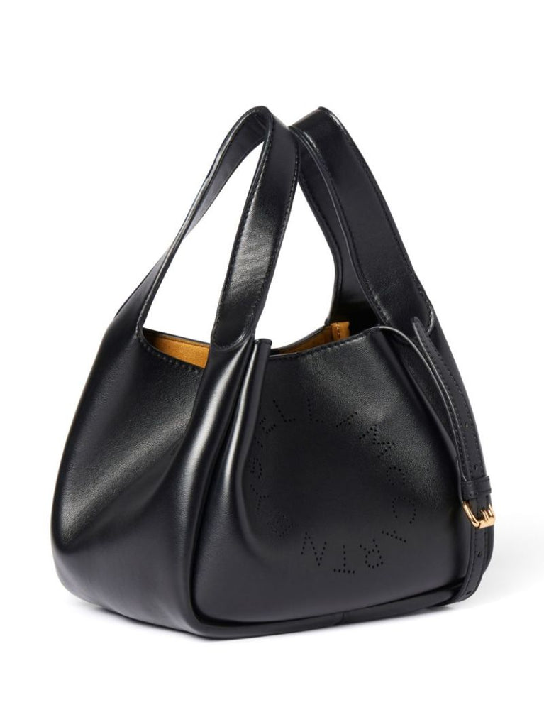 Black Perforated Logo Tote Bag
