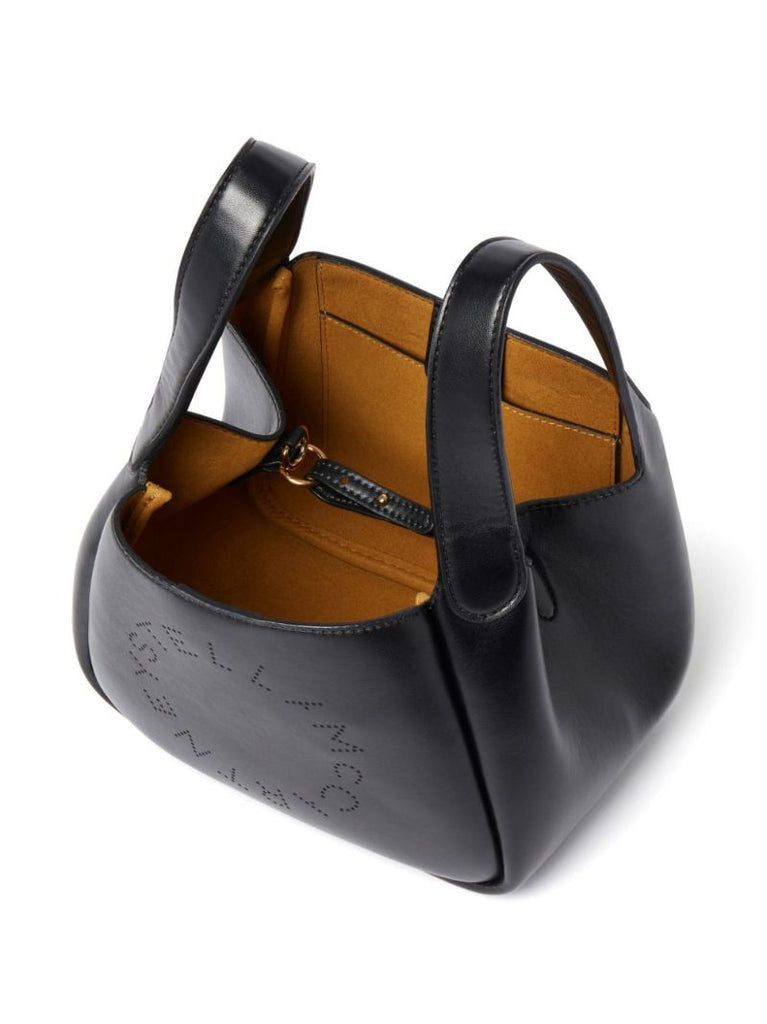 Black Perforated Logo Tote Bag