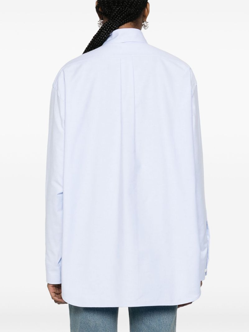 Blue Logo Embroidered Cotton Shirt