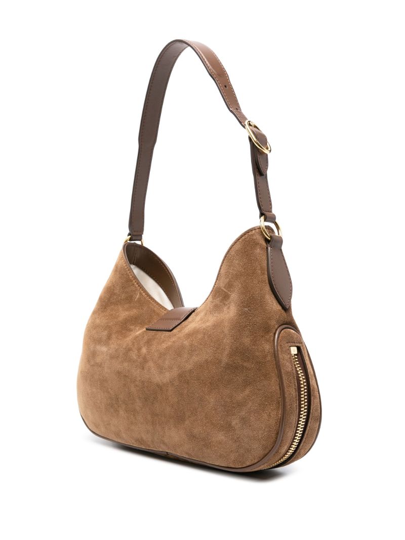 Brown Monarch Suede Shoulder Bag