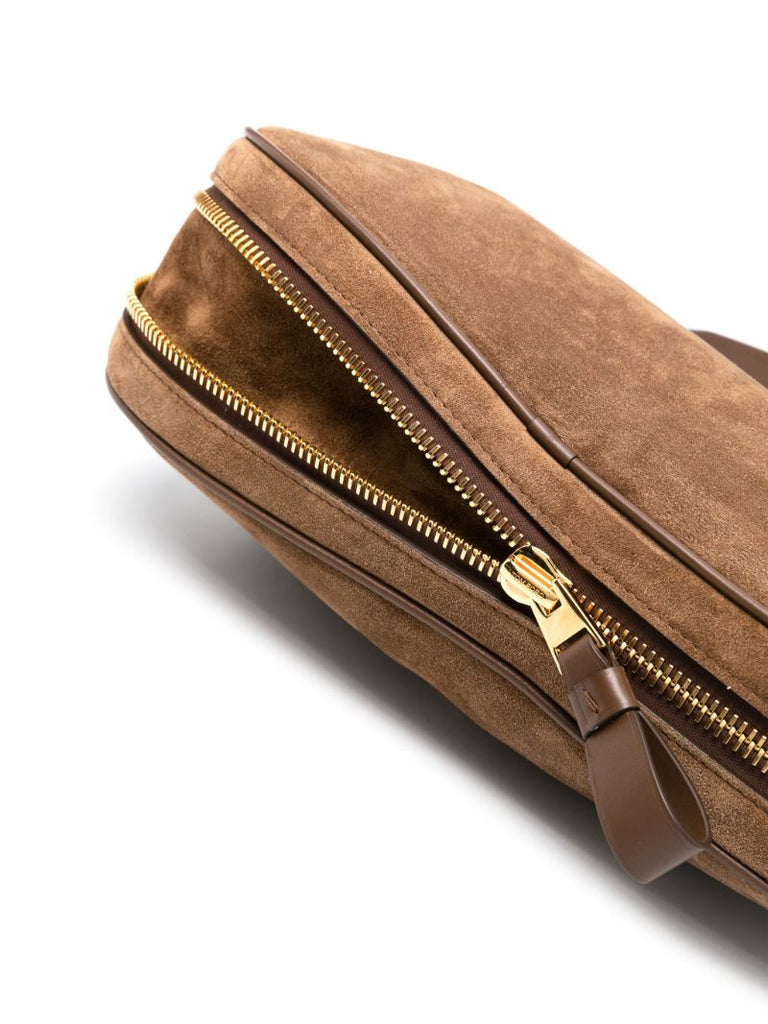 Brown Monarch Suede Shoulder Bag