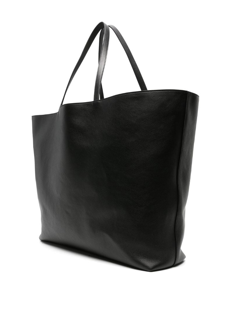 Black Logo-embossed Leather Tote Bag