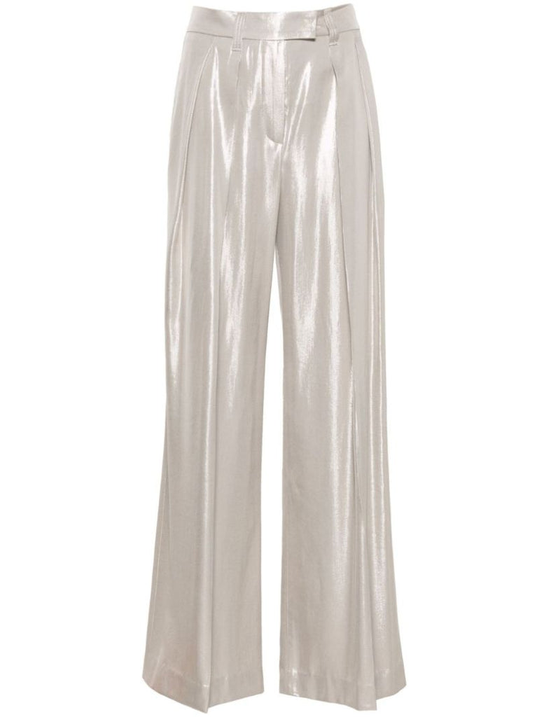 Gold-tone High-waisted Wide-leg Trousers