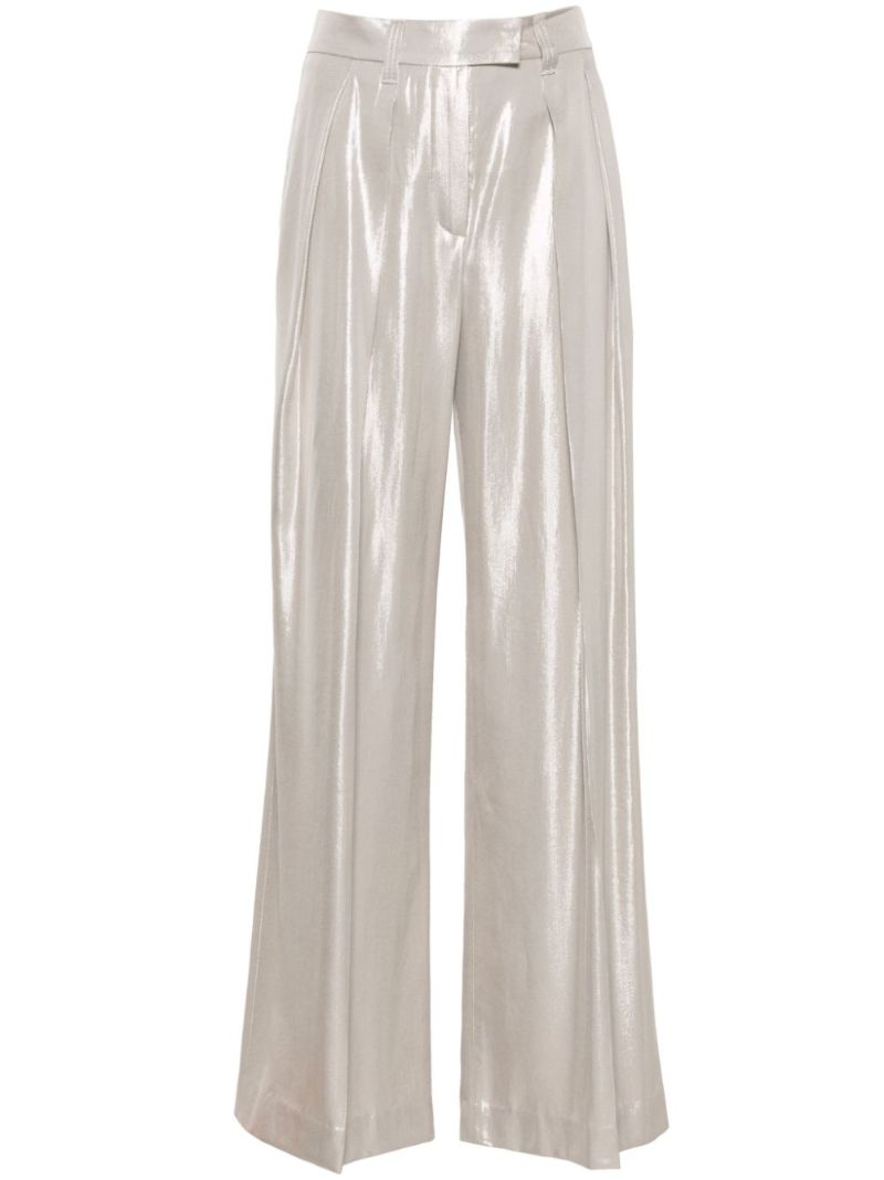 Gold-tone High-waisted Wide-leg Trousers