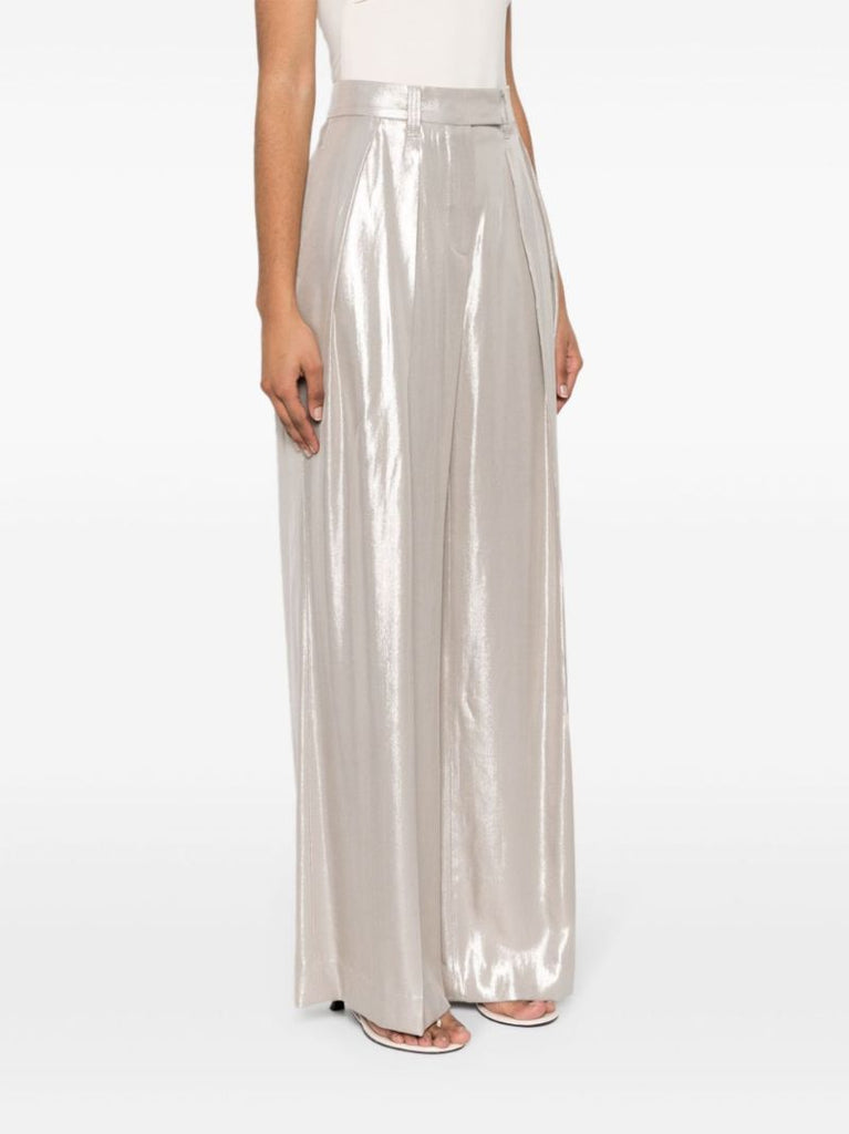 Gold-tone High-waisted Wide-leg Trousers