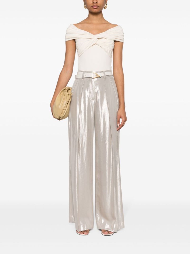 Gold-tone High-waisted Wide-leg Trousers