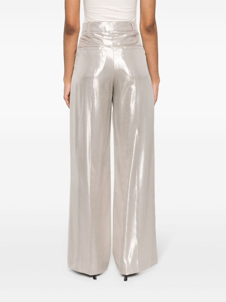 Gold-tone High-waisted Wide-leg Trousers
