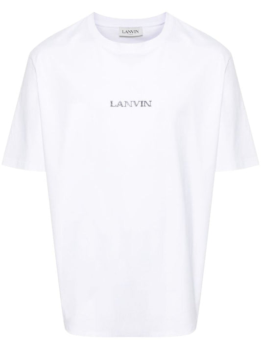 White Logo-embroidered Cotton T-shirt