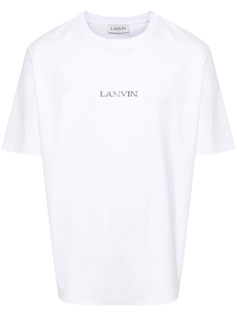 White Logo-embroidered Cotton T-shirt