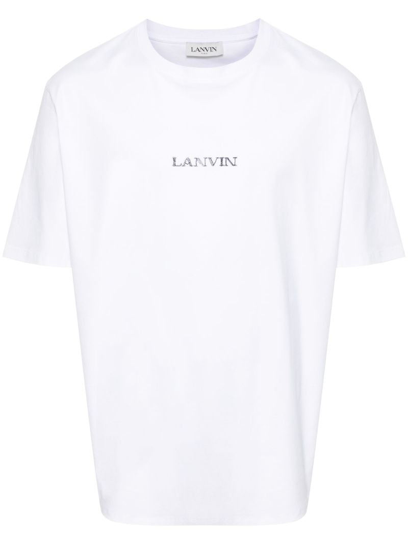 White Logo-embroidered Cotton T-shirt