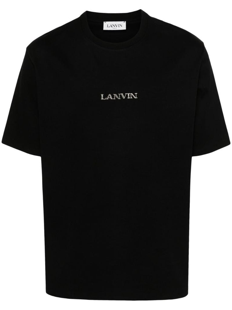 Black Logo-embroidered Cotton T-shirt