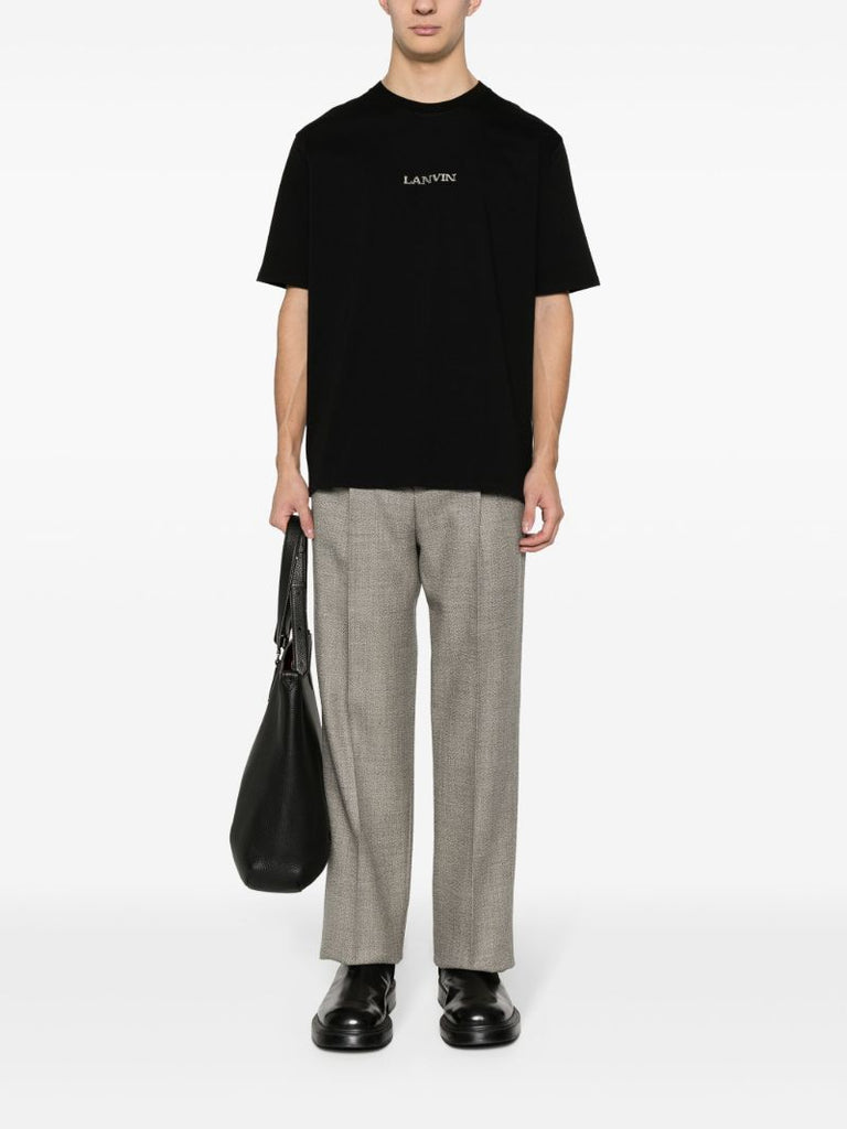 Black Logo-embroidered Cotton T-shirt