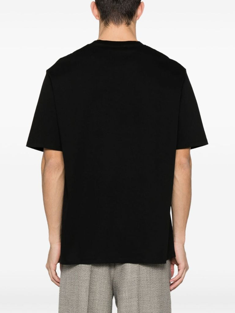 Black Logo-embroidered Cotton T-shirt