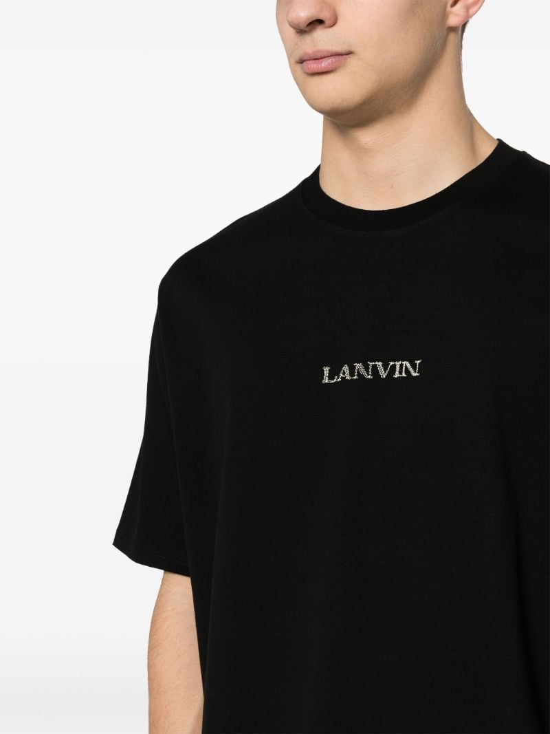 Black Logo-embroidered Cotton T-shirt
