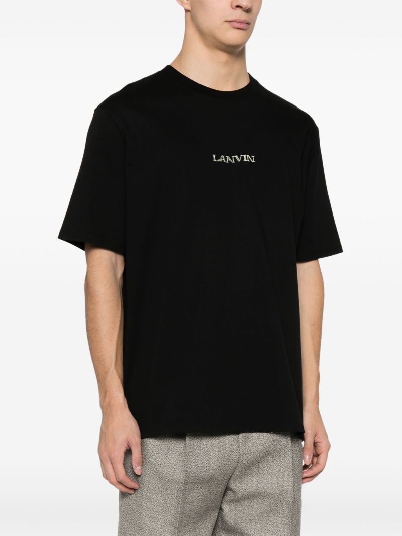 Black Logo-embroidered Cotton T-shirt