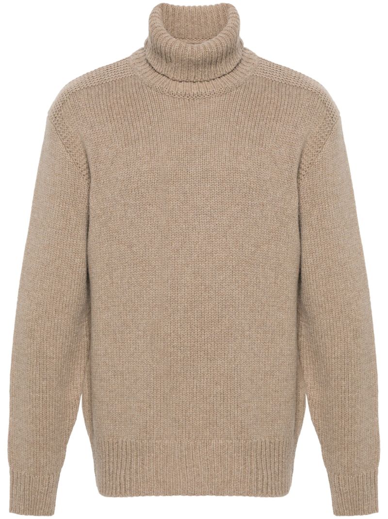 Brown Roll-neck Wool Sweater
