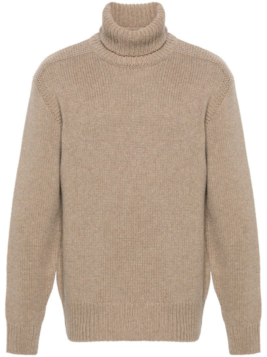 Brown Roll-neck Wool Sweater
