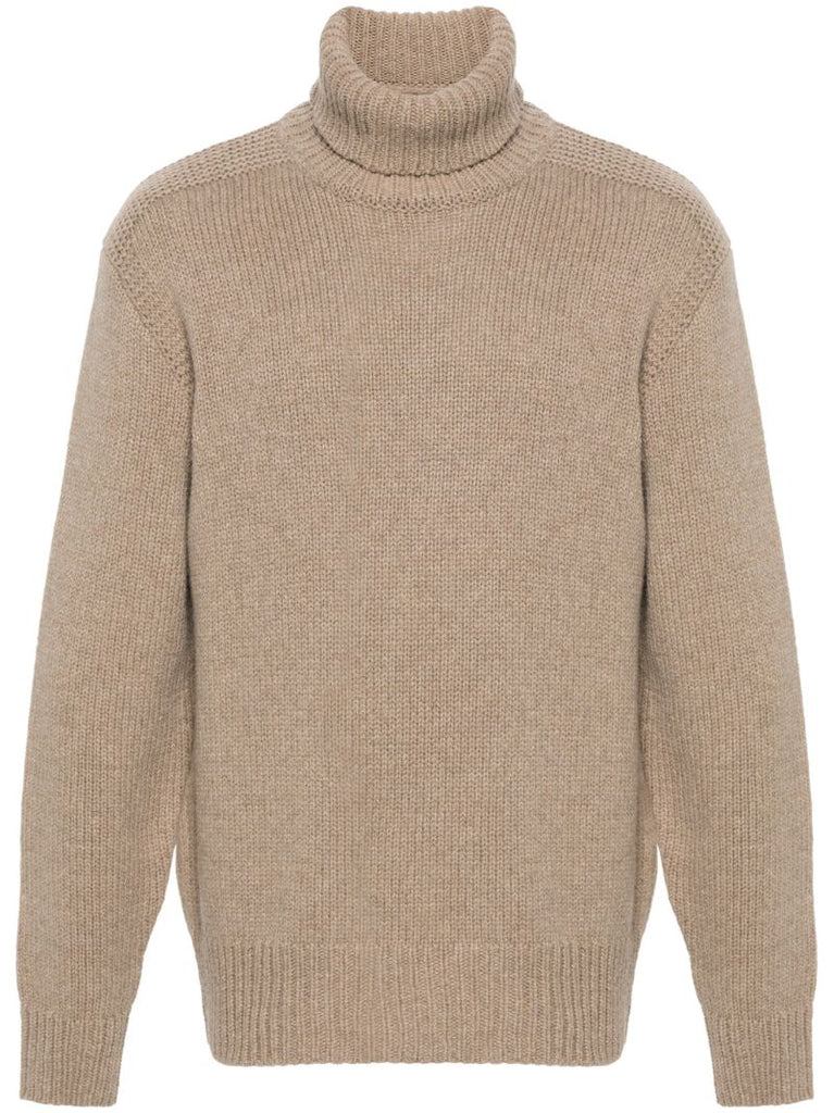Brown Roll-neck Wool Sweater