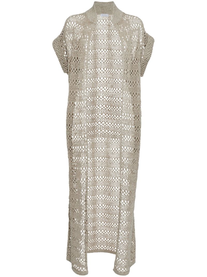 Neutral Net Open-knit Cardi Coat