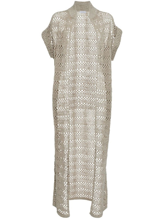 Neutral Net Open-knit Cardi Coat