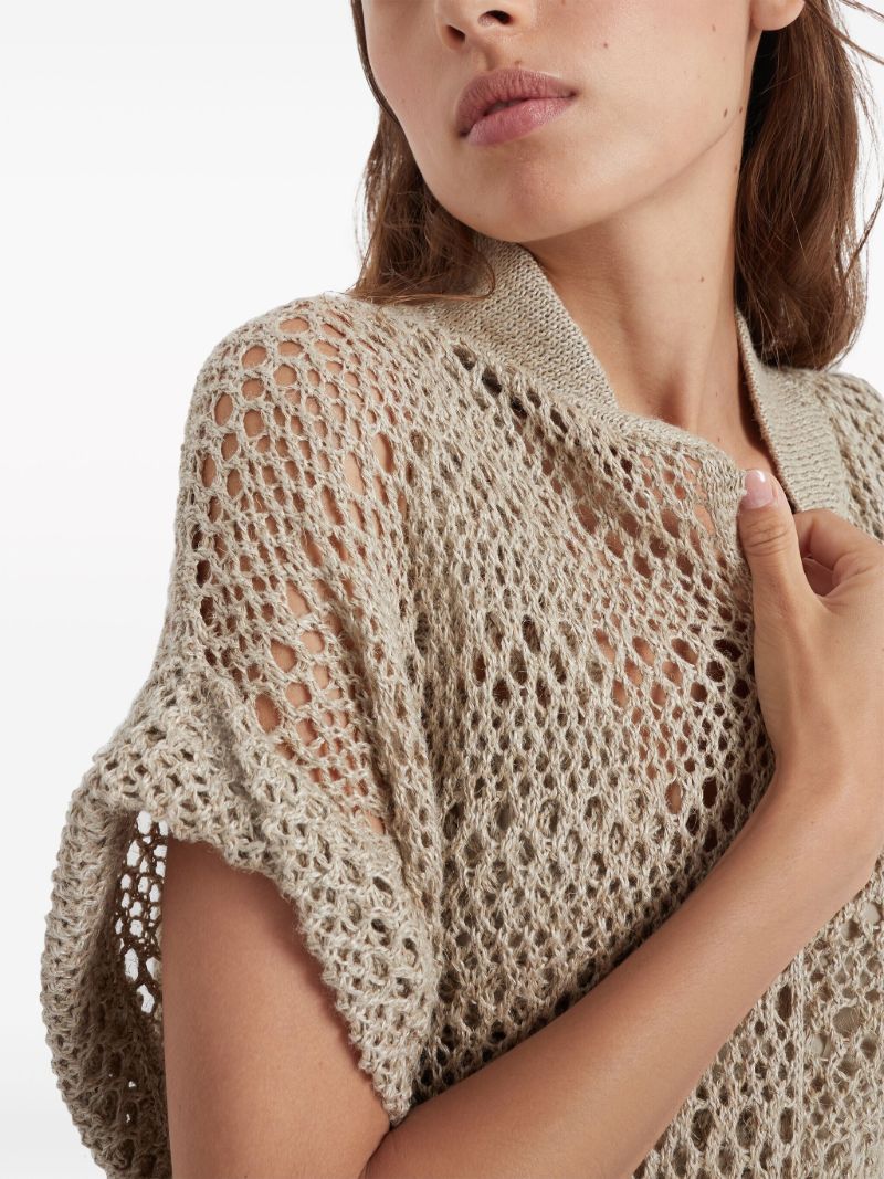 Neutral Net Open-knit Cardi Coat