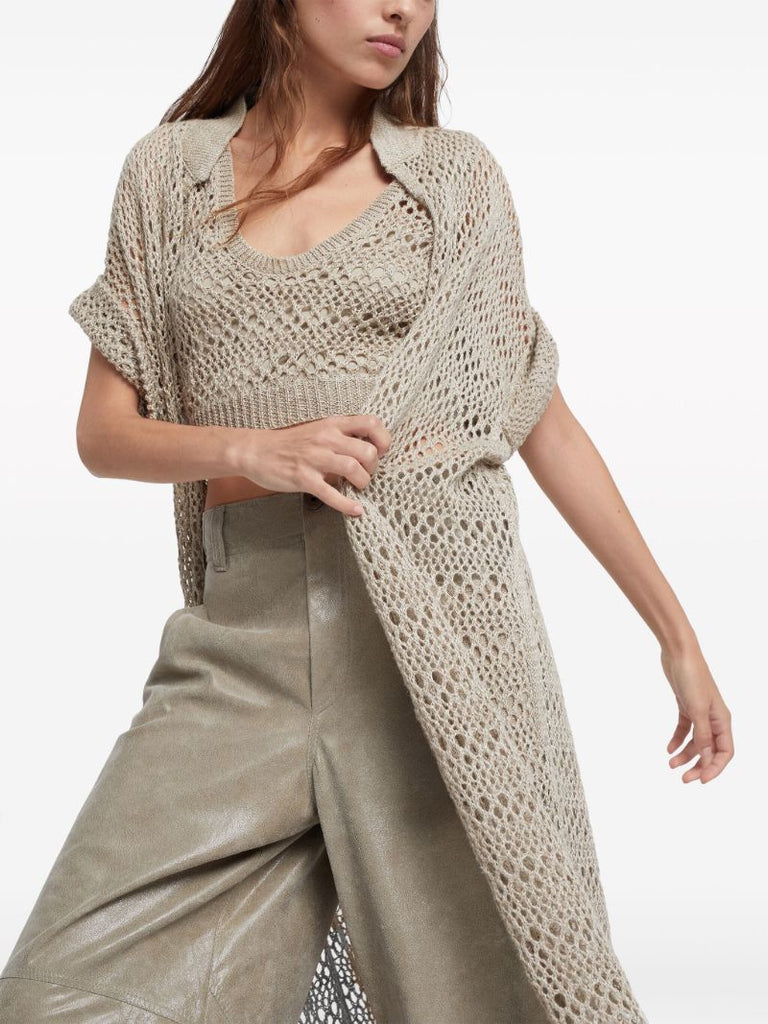 Neutral Net Open-knit Cardi Coat