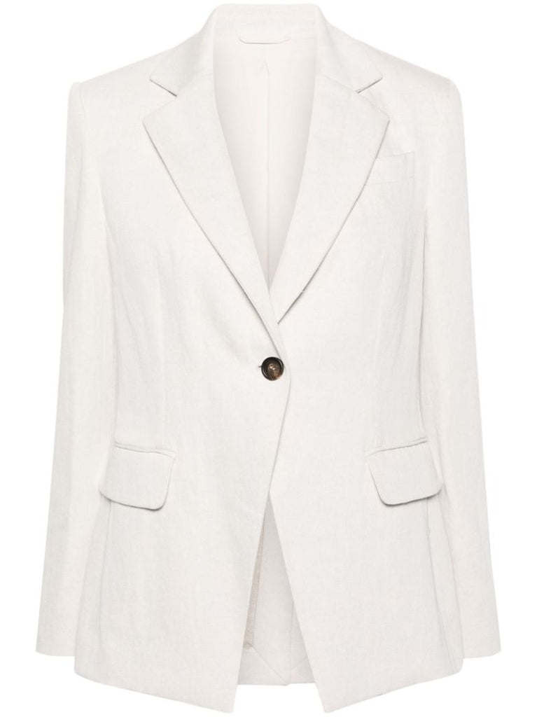 White Single-breasted Cotton Blazer